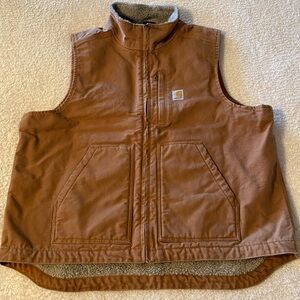 Carhartt Men's Washed Duck Sherpa Lined Mock Neck Vest